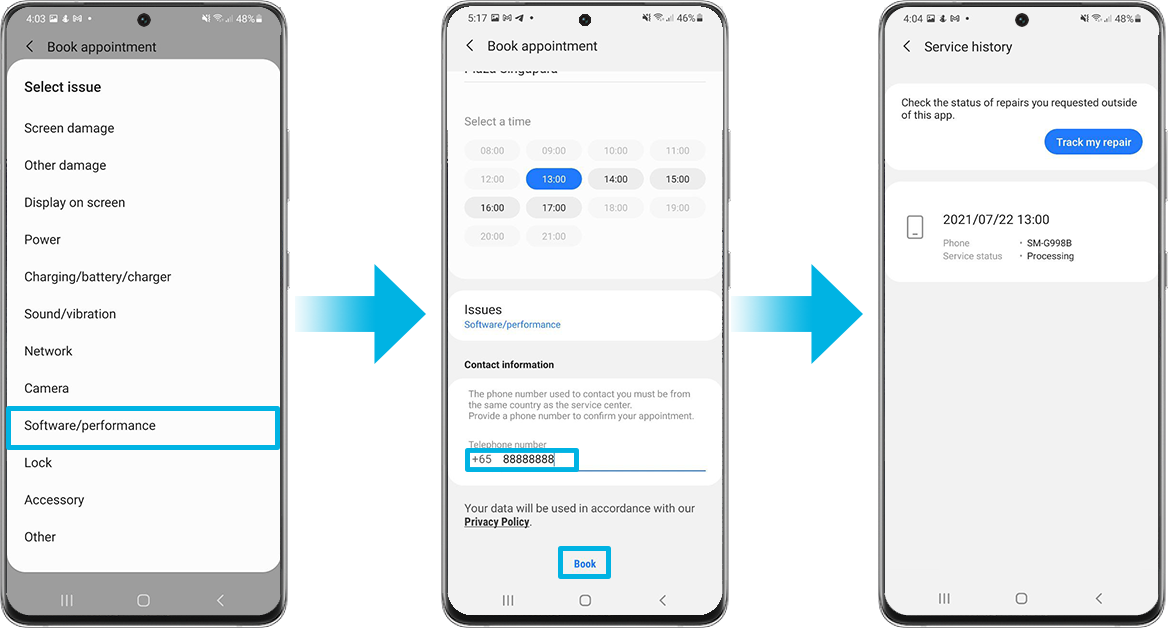 Book appointment samsung members