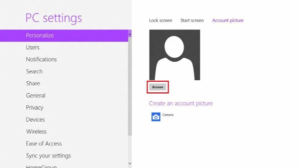 You can create a new account picture using other pictures on your tablet or using a camera App