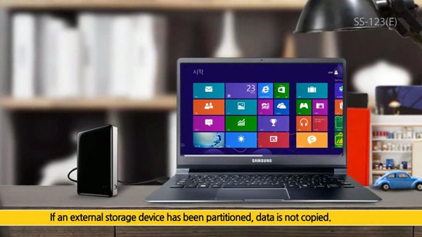 Connect an external storage device to the PC