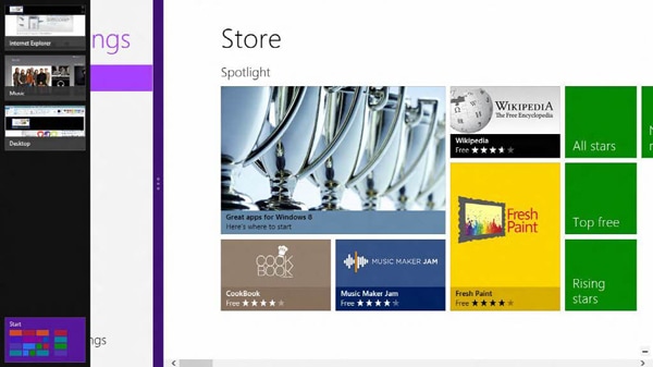 Drag one of the apps currently running to either the right or left side of the screen.