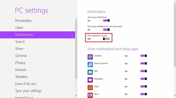 Turn off Notification Sound
