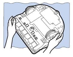 Place POWERbot upside-down on the cloth