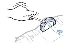Remove foreign matter using blunt rod or tweezers