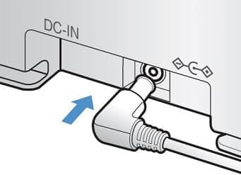 Connect the battery charger jack to the docking station