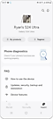 View of the Samsung Members Support screen with the “View tests” option highlighted.