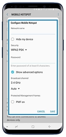 Select the three vertical dots in Mobile Hotspot panel