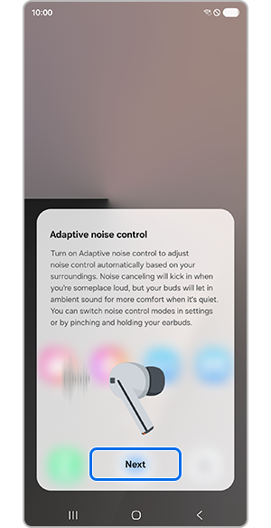 Tap next for noise control