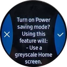 Tap the Tick icon to turn on Power saving
