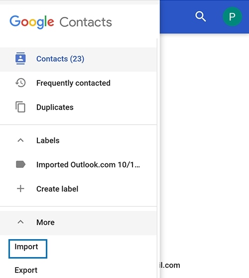 Select More > Import