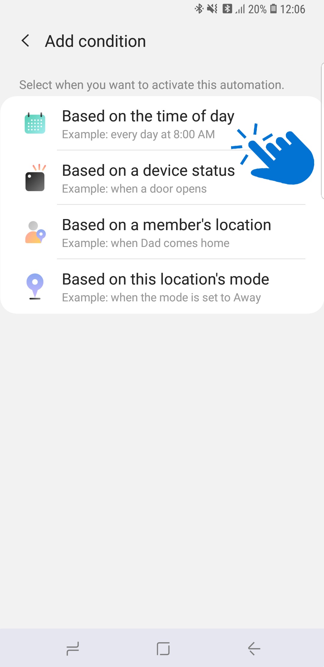 Based on a device status