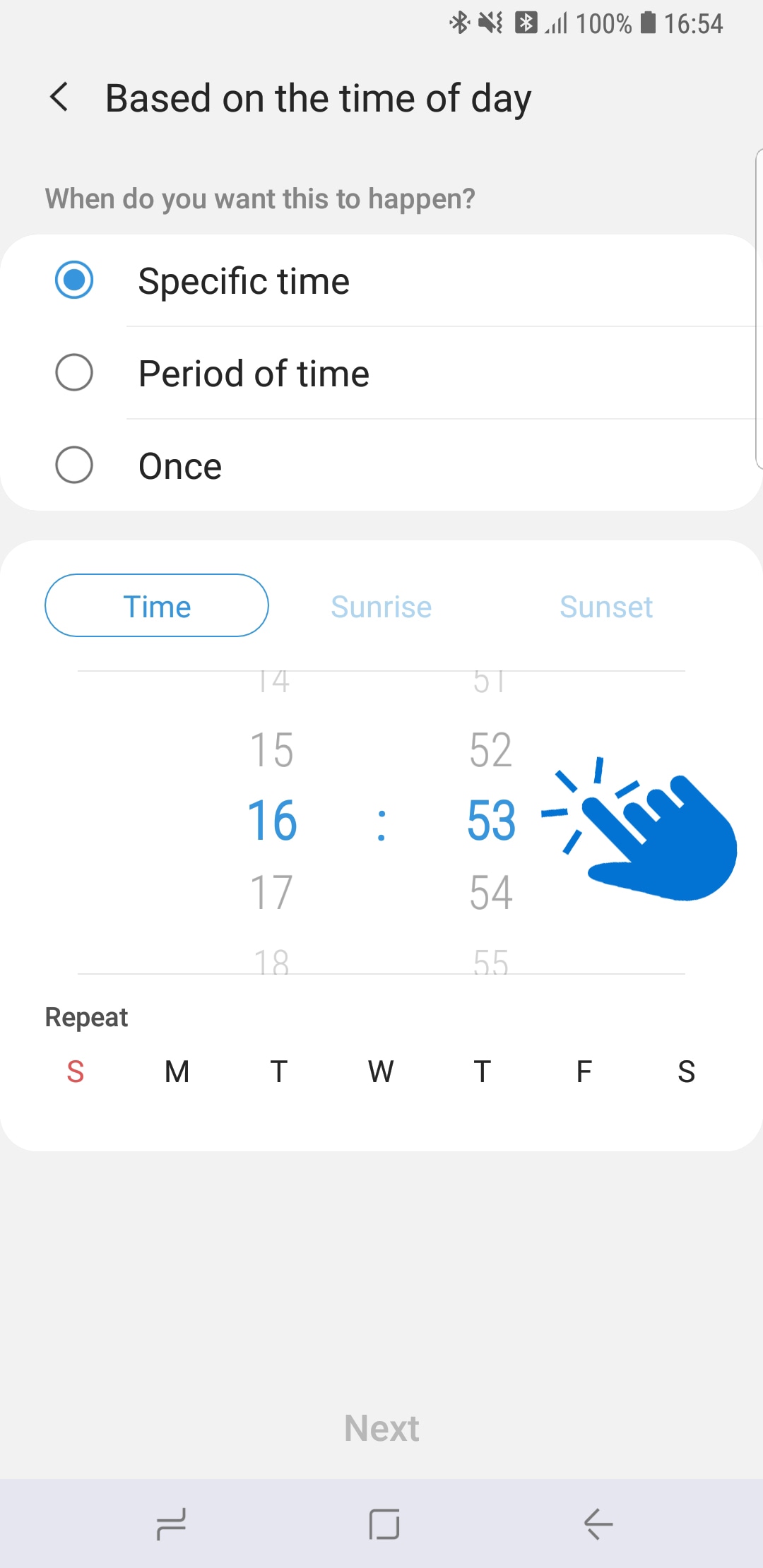 Choose a desired time