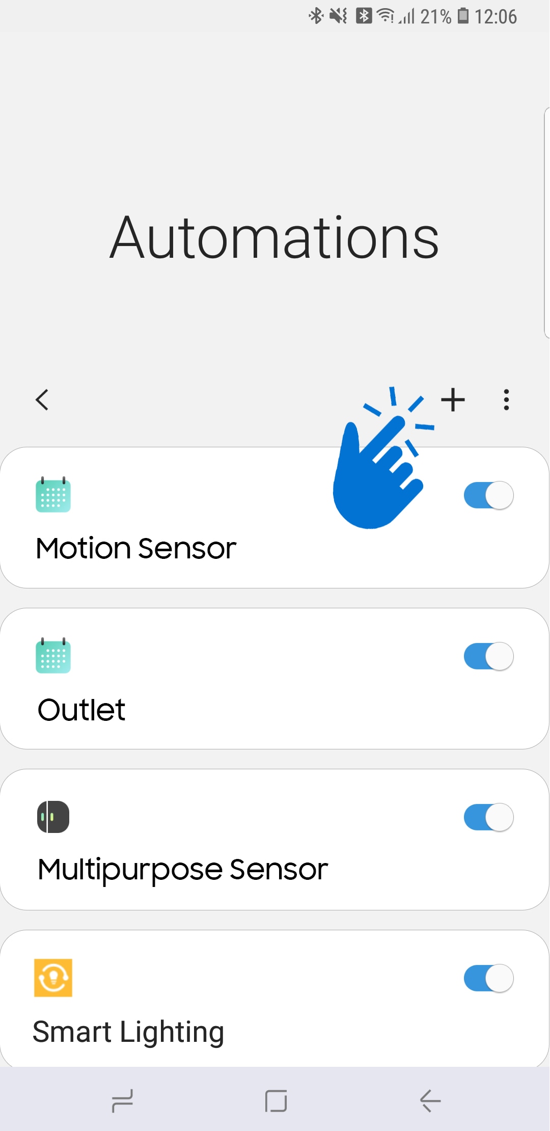 Tap + icon