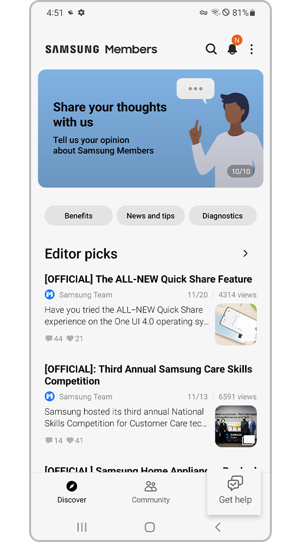 get help of Samsung Members