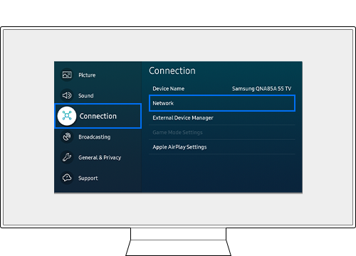 Step 2 Go to Connection then Network
