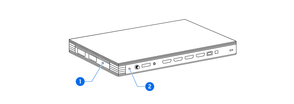 Location of LED indicator and Pair button on the Wireless One Connect.