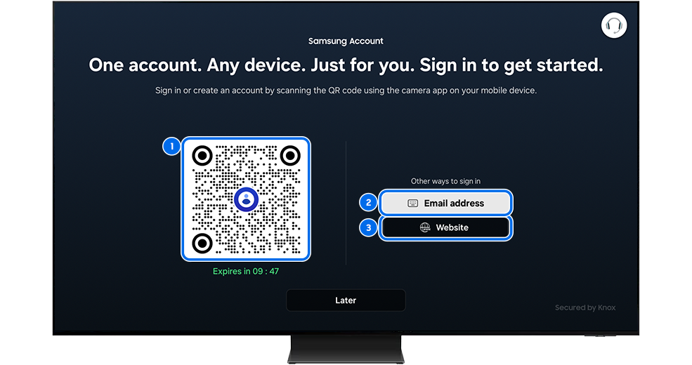 Three entries are highlighted- QR Code, Email address button, and Website button.
