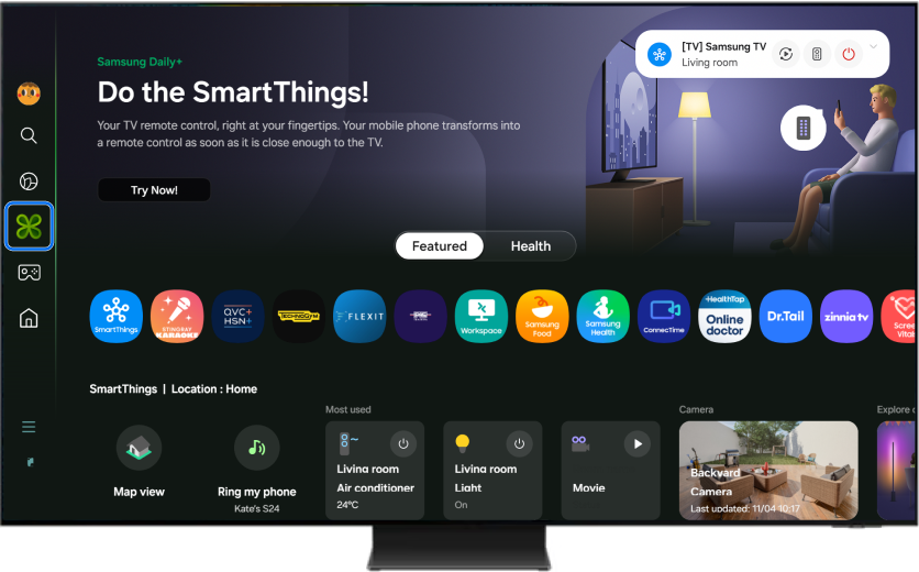 Samsung Smart TV displaying the Home screen