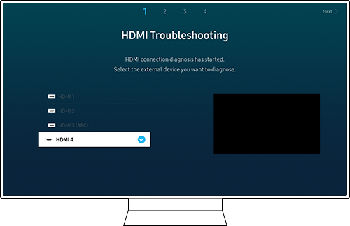 using the HDMI Troubleshooting function step 5