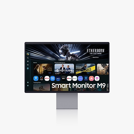 Smart Monitor M9 je prikazan od spredaj in prikazuje zaslon za izbiro vsebine.