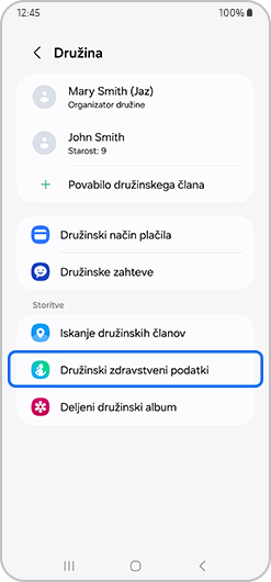 Family screen with Find family members selected