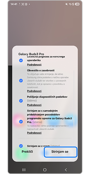 Tapnite Strinjam se s pogoji in določili