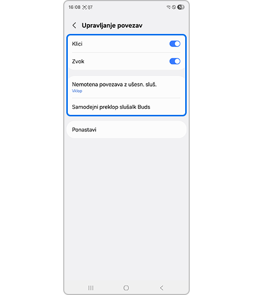 Izberite pogoje za Bluetooth