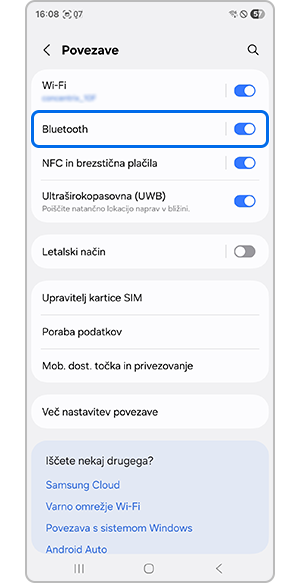 V nastavitvah tapnite Povezave