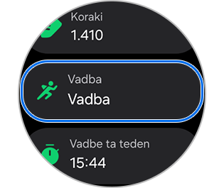Izbiranje funkcije Vadba