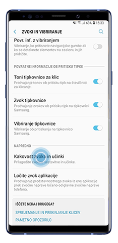 Tapnite Zvočno kvaliteto in efekte