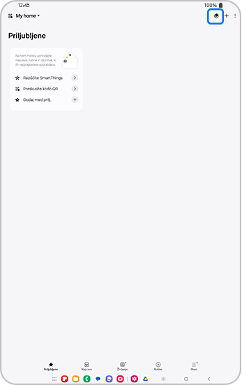 Prva stran aplikacije SmartThings