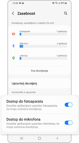 Omogočite dostop do kamere in mikrofona