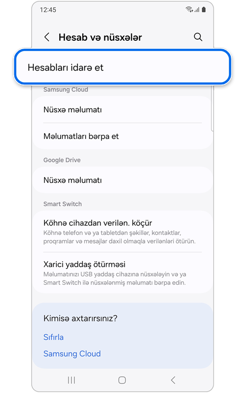 Hesab və nüsxələr ekranı