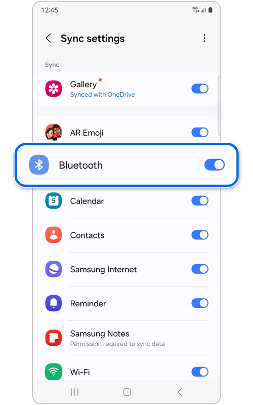 Apps that can be synced to Samsung Cloud