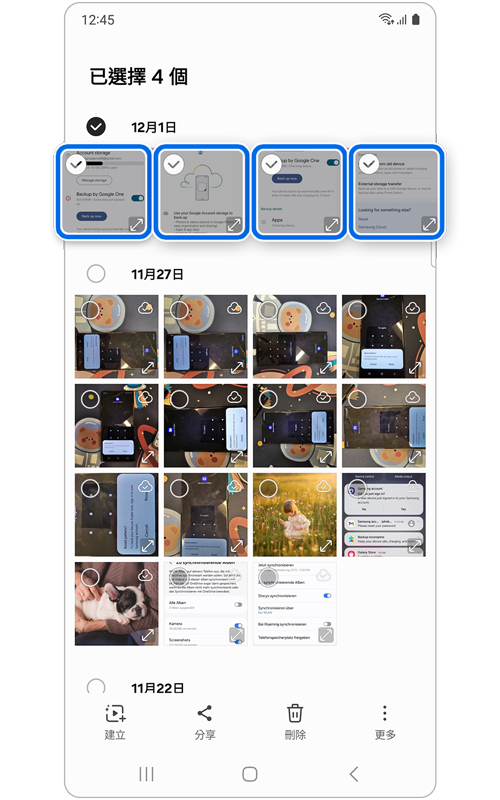 在圖庫應用程式中選擇的圖像文件