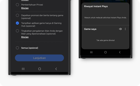 View of the Gaming Hub Terms and Conditions screen