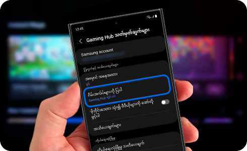 Gaming Hub settings screen.