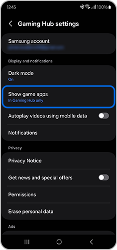 Select the “Show game apps” option.