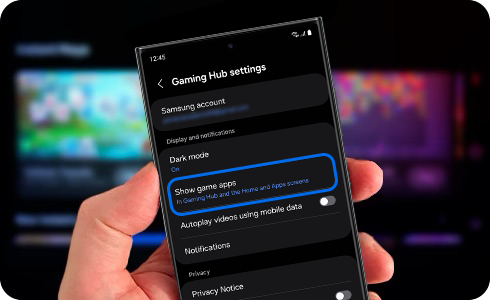 Gaming Hub settings screen.