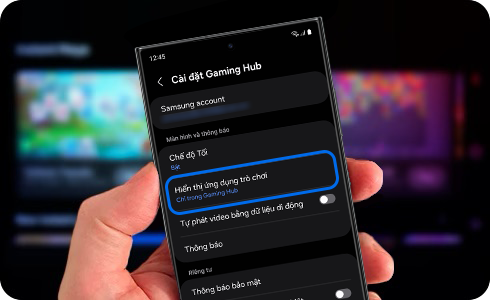 Gaming Hub settings screen.