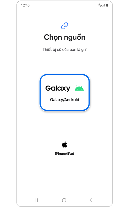 Trang chọn thiết bị cũ trong ứng dụng Smart Switch.