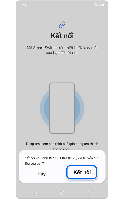 Trang xác nhận kết nối.