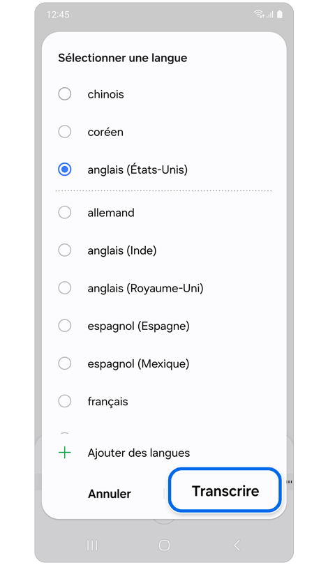 Sélectionnez les paramètres de langue.