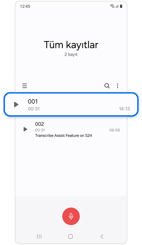 Ses Kaydedici uygulamasının ana ekranı.