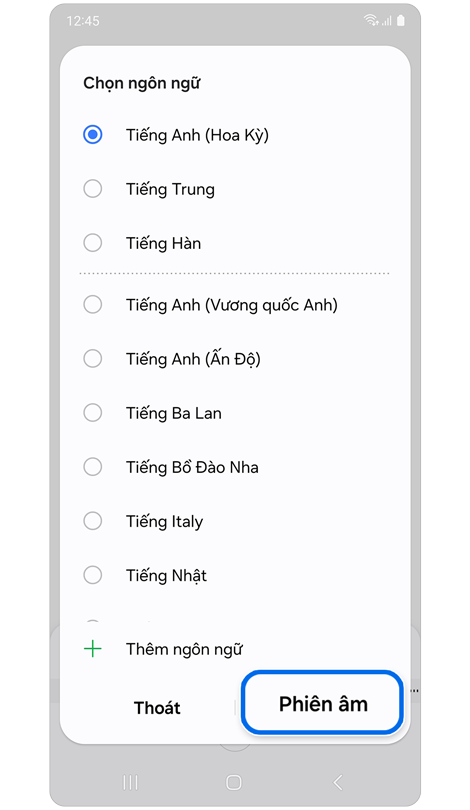 Cài đặt Chọn ngôn ngữ.