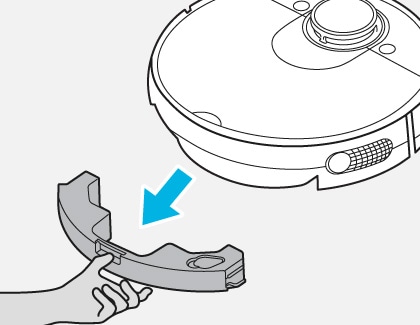 The water tank is being removed from a Samsung POWERbot-S is a vacuum