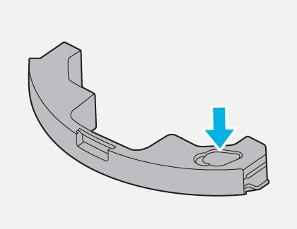 An arrow is pointing out the lid of the water tank from a Samsung POWERbot-S is a vacuum