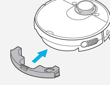 The water tank is being reinserted into a Samsung POWERbot-S is a vacuum