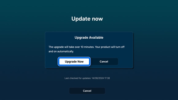 An Update now screen on a Samsung TV.