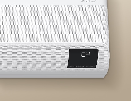 The control panel of a Samsung air conditioner is displaying C4