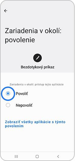 Povoliť vybrané v nastavení povolení